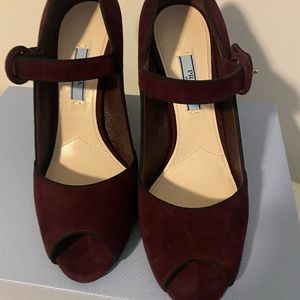 Burgundy suede Prada heels